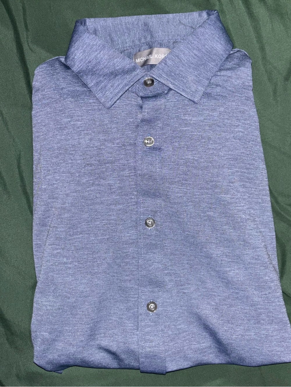 Michael Kors Men's Heathered Light Blue Button-Down Shirt